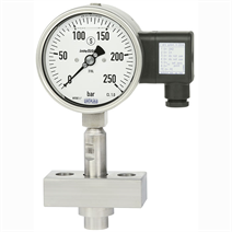 Scheidingsmembraan model 990.30 met direct gemonteerde buisveermanometer met elektrisch uitgangssignaal model PGT23.100